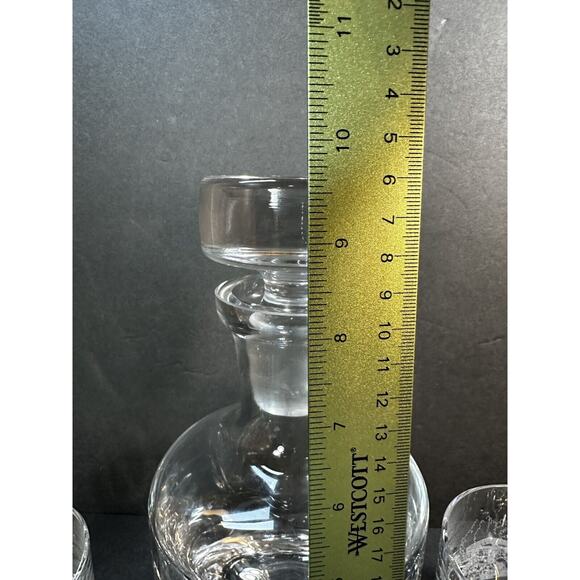 Krosno Poland 6 Heavy Bottom Bar Glasses And Decanter - Picture 10 of 12